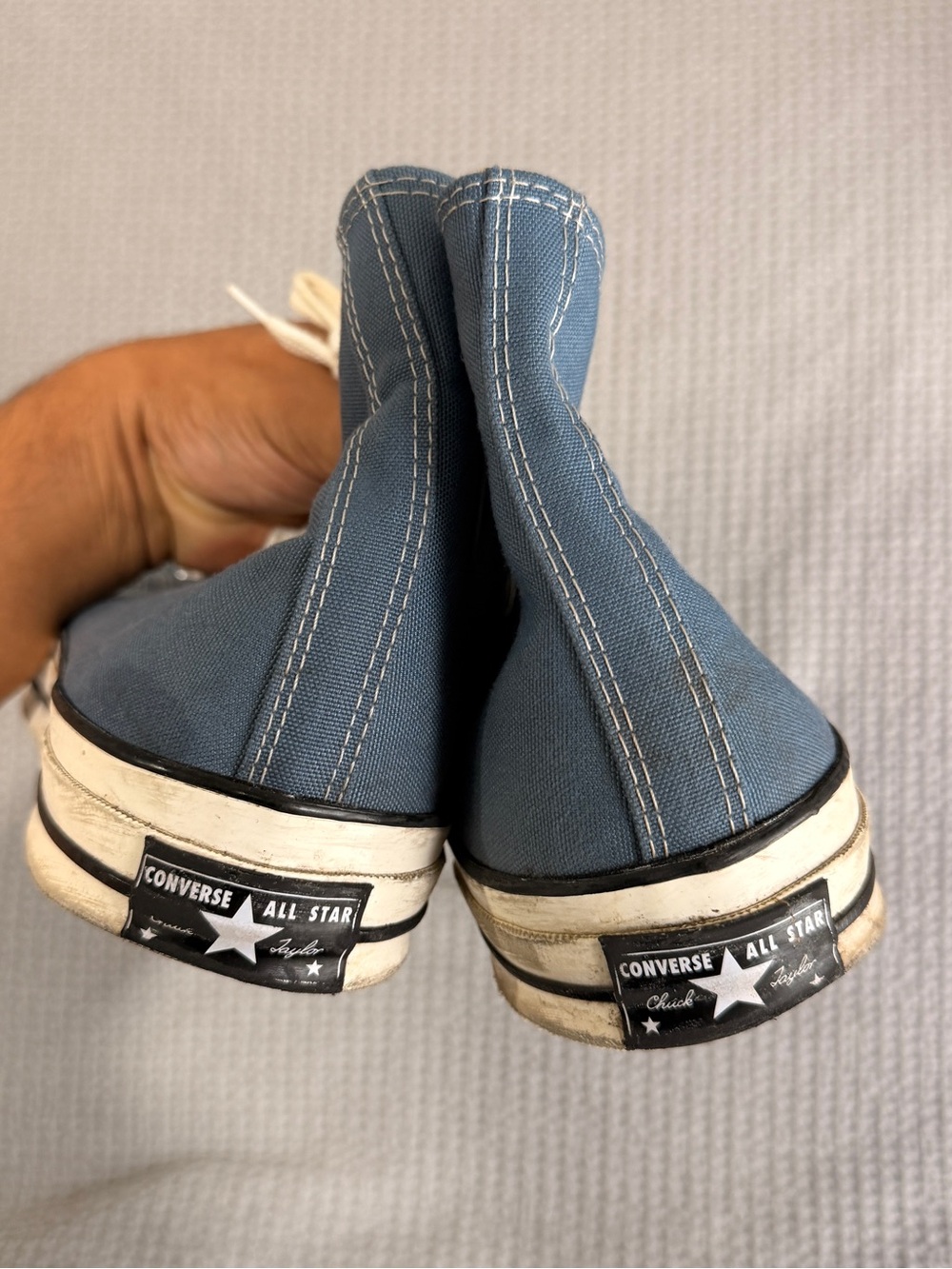 Converse High-Top Canvas Sneakers in Blue and White - Picture 6 of 8